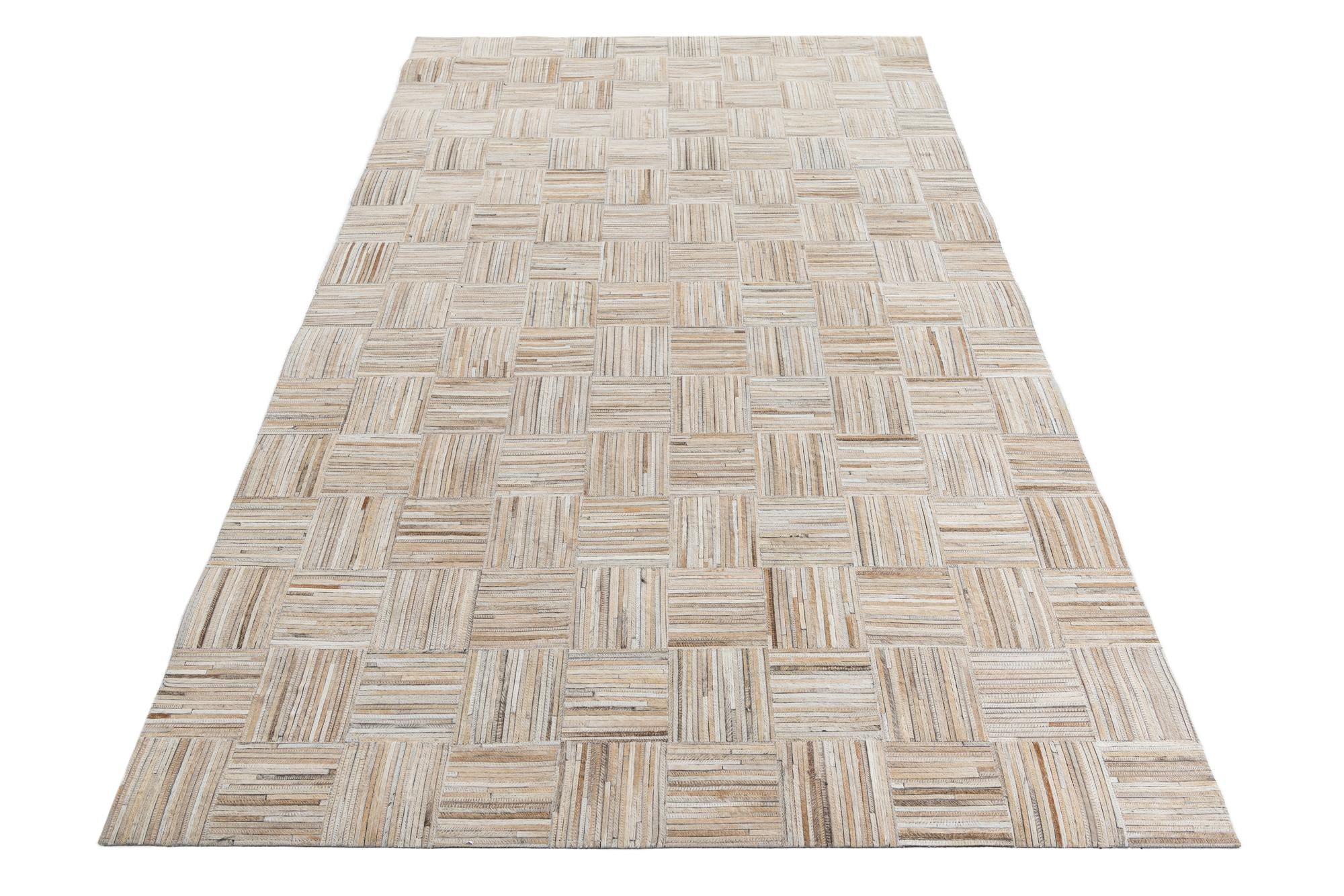 5' x 7' 8 Cowhide Leather Rug