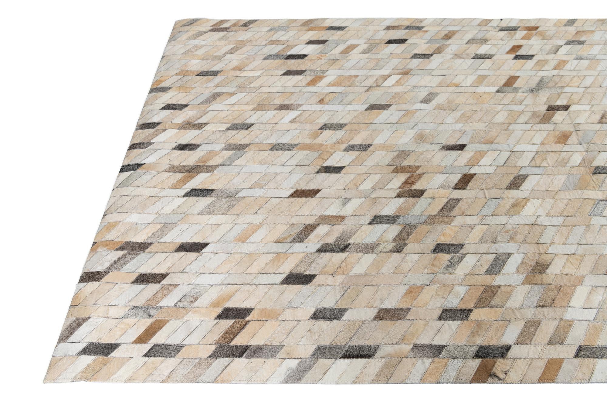 5' x 8' Cowhide Leather Rug