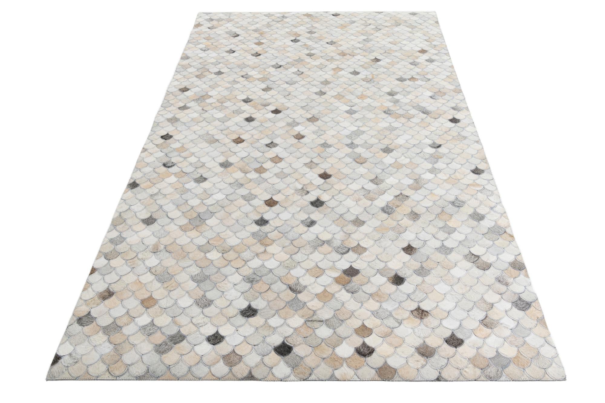 5' 1 x 7' 10 Cowhide Leather Rug