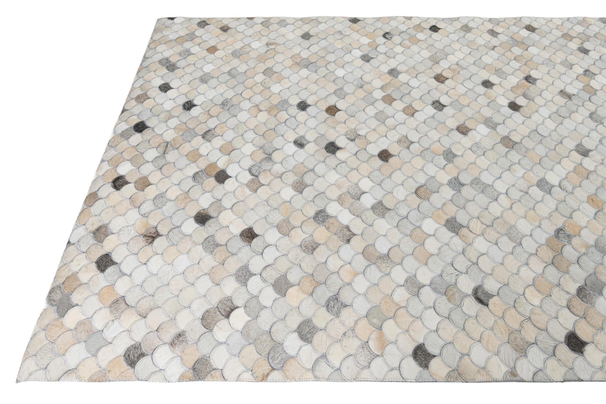 5' 1 x 7' 10 Cowhide Leather Rug