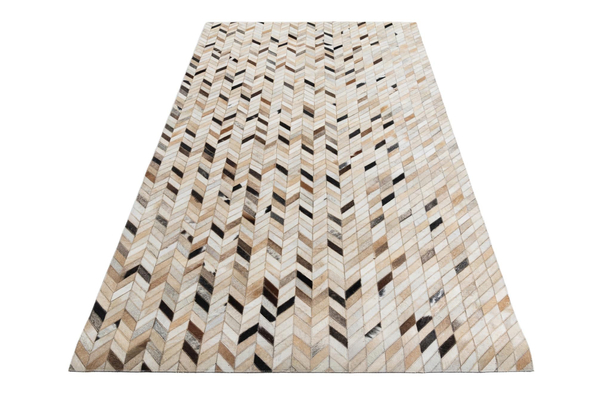 4' 9 x 7' 10 Cowhide Leather Rug
