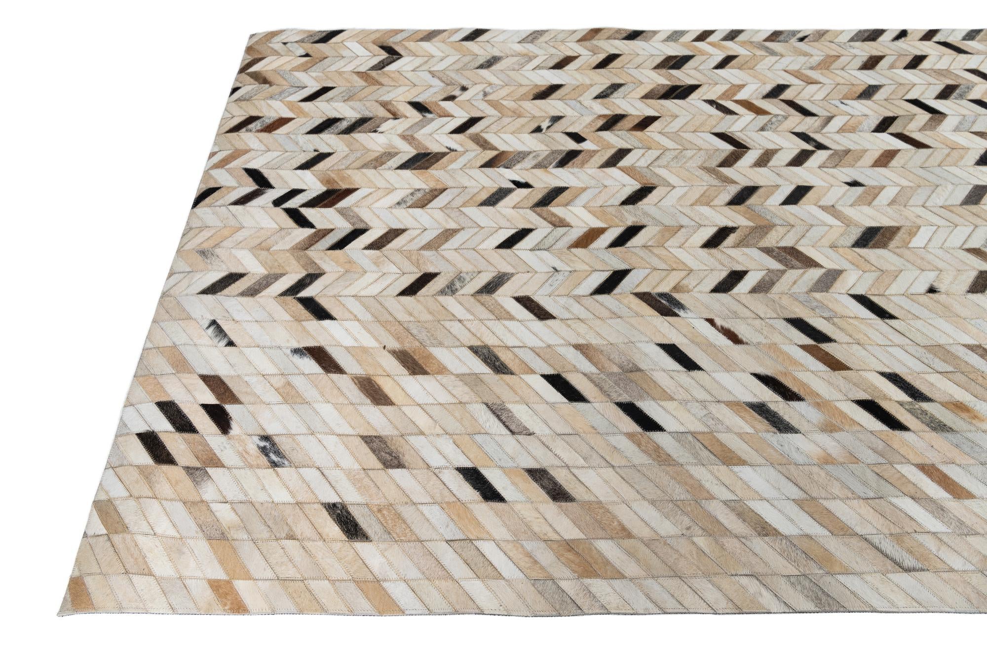 4' 9 x 7' 10 Cowhide Leather Rug