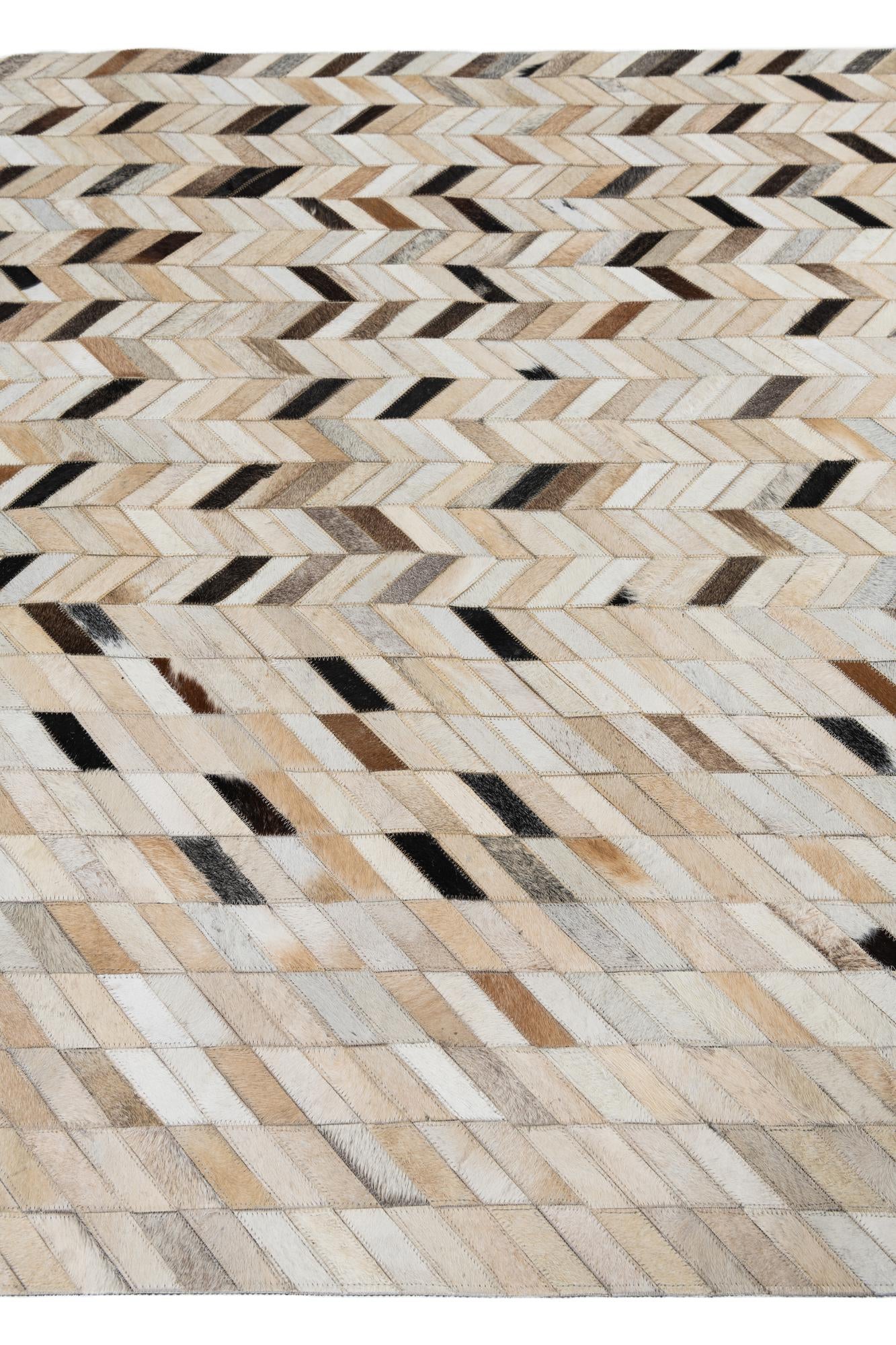 4' 9 x 7' 10 Cowhide Leather Rug