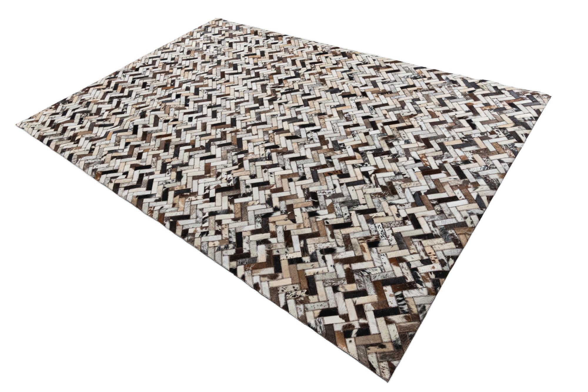 5' 3 x 7' 10 Cowhide Leather Rug