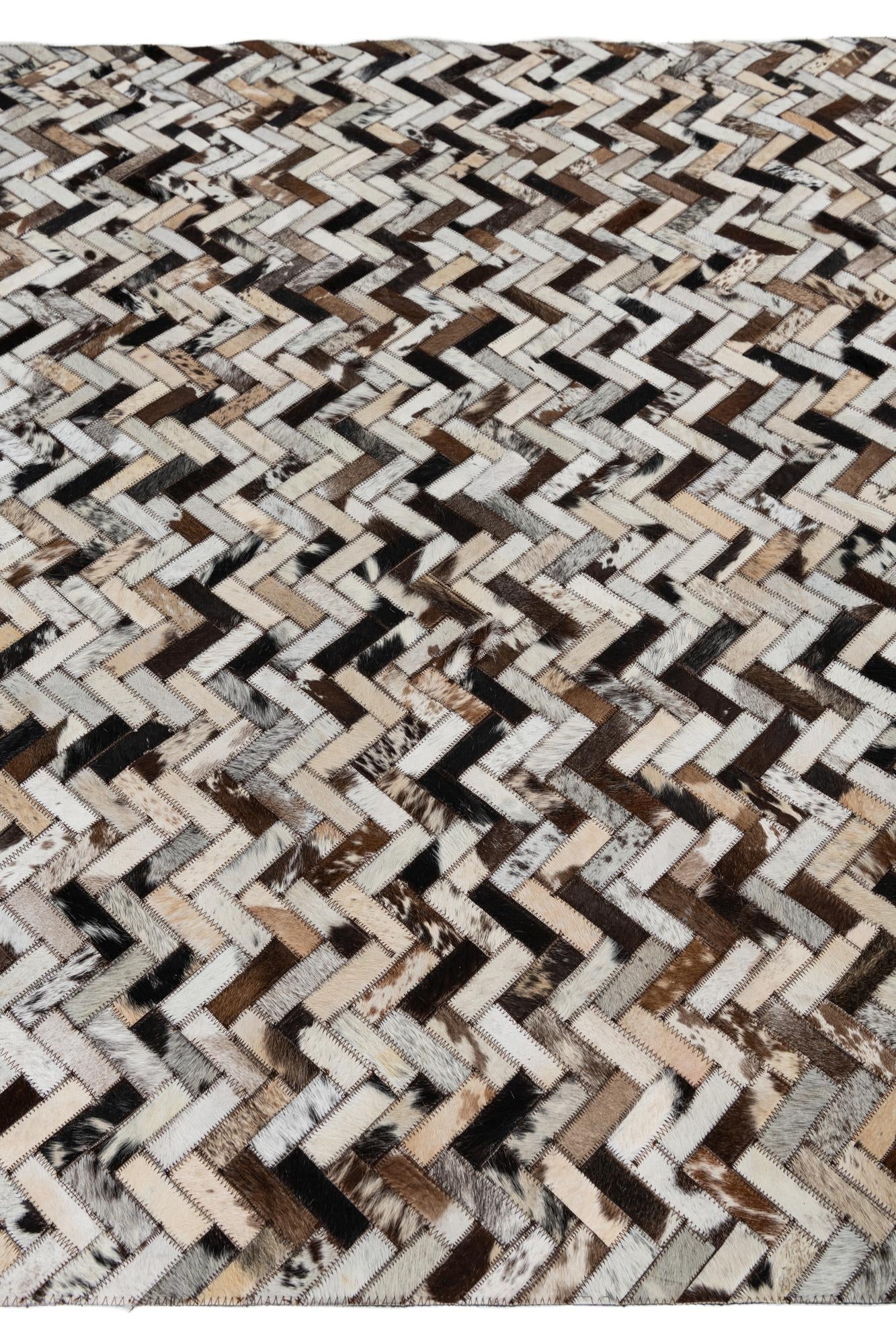 5' 3 x 7' 10 Cowhide Leather Rug