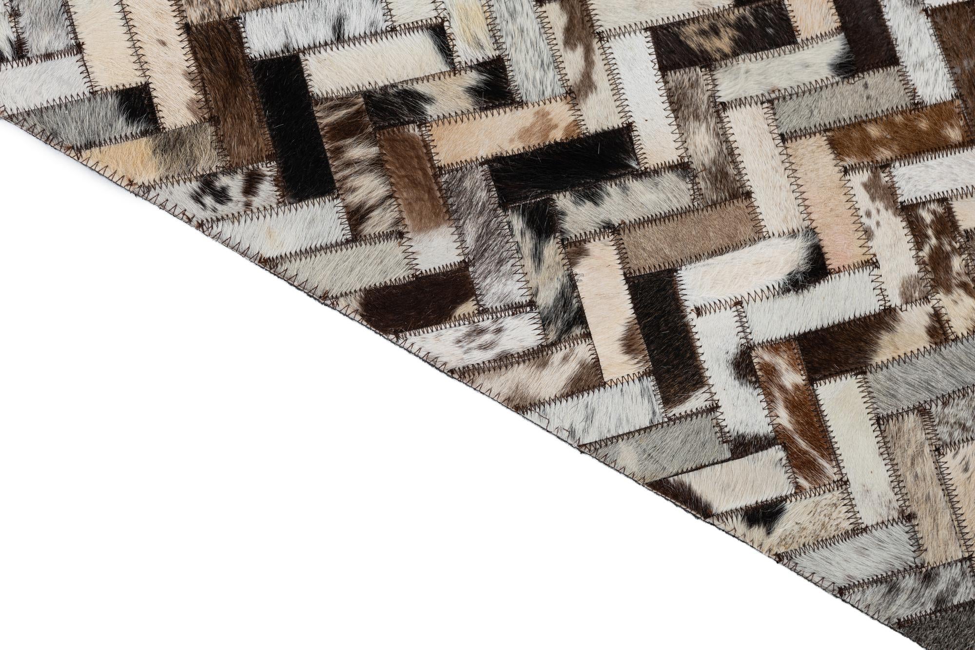 5' 3 x 7' 10 Cowhide Leather Rug