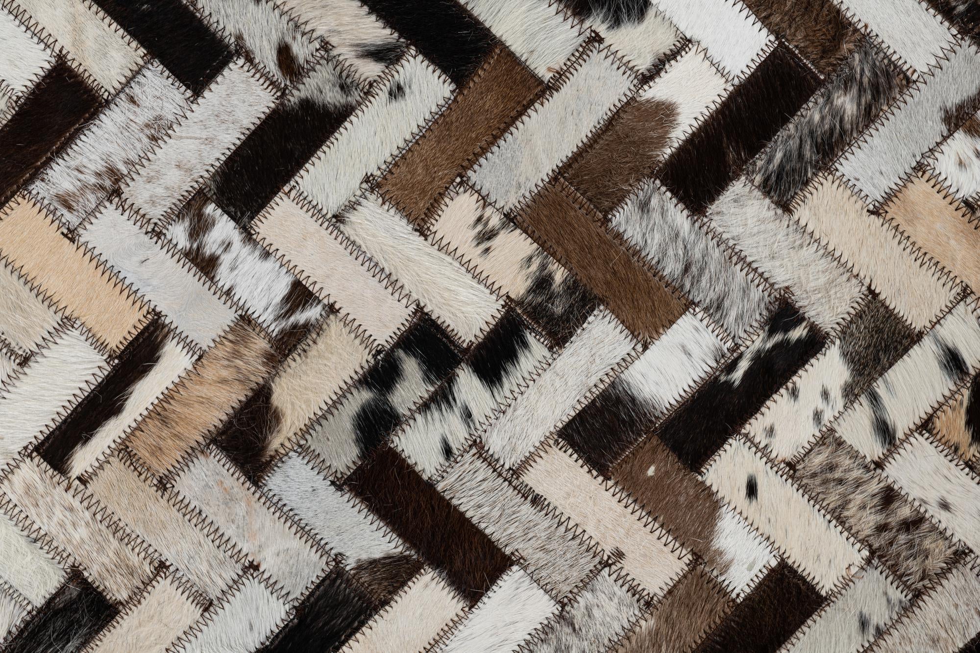 5' 3 x 7' 10 Cowhide Leather Rug