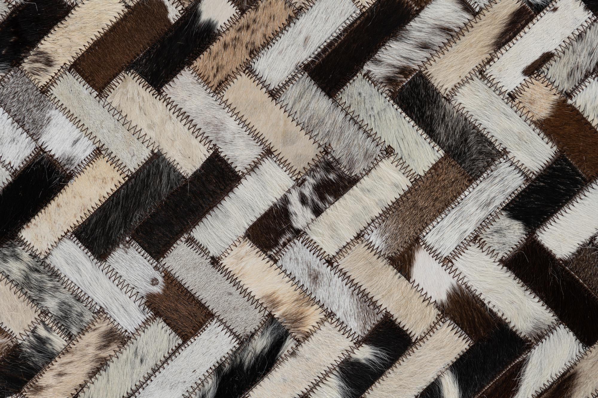 5' 3 x 7' 10 Cowhide Leather Rug