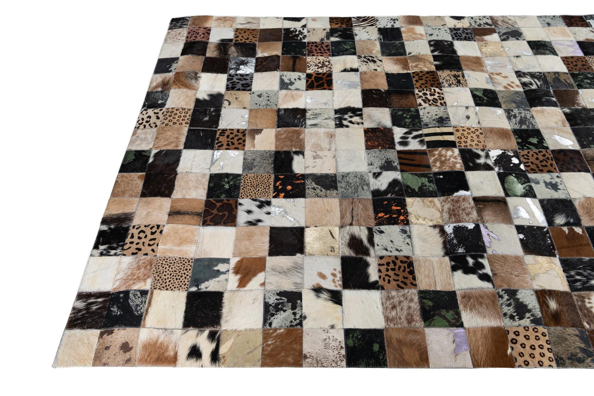 5' x 8' Cowhide Leather Rug