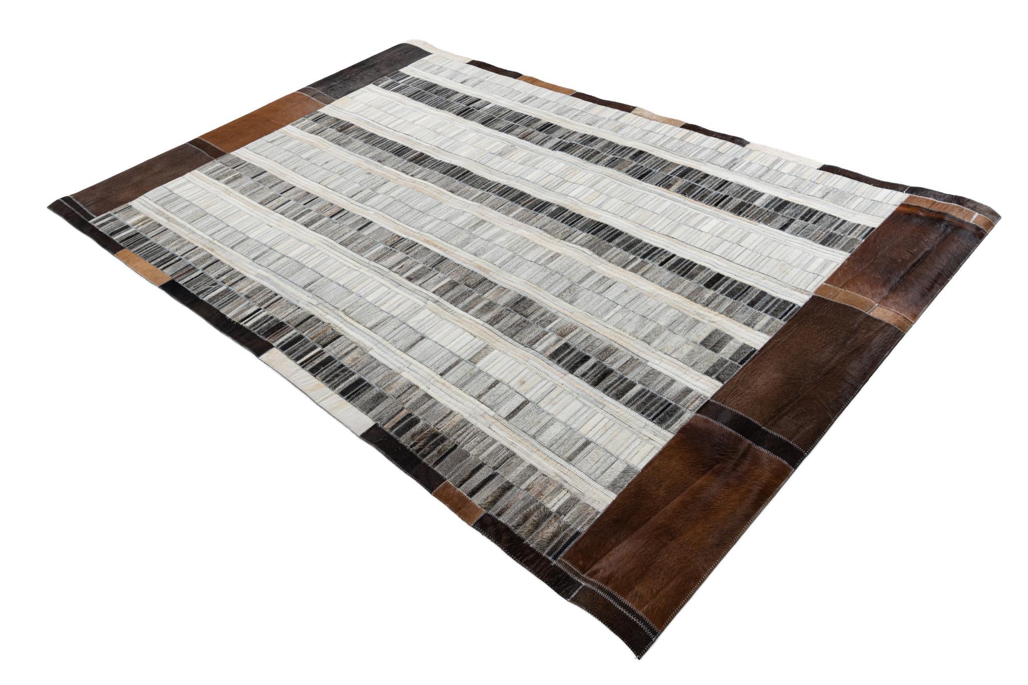 5' 2 x 7' 9 Cowhide Leather Rug