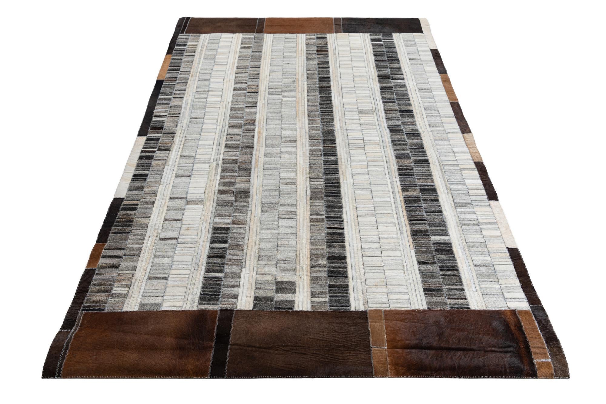 5' 2 x 7' 9 Cowhide Leather Rug