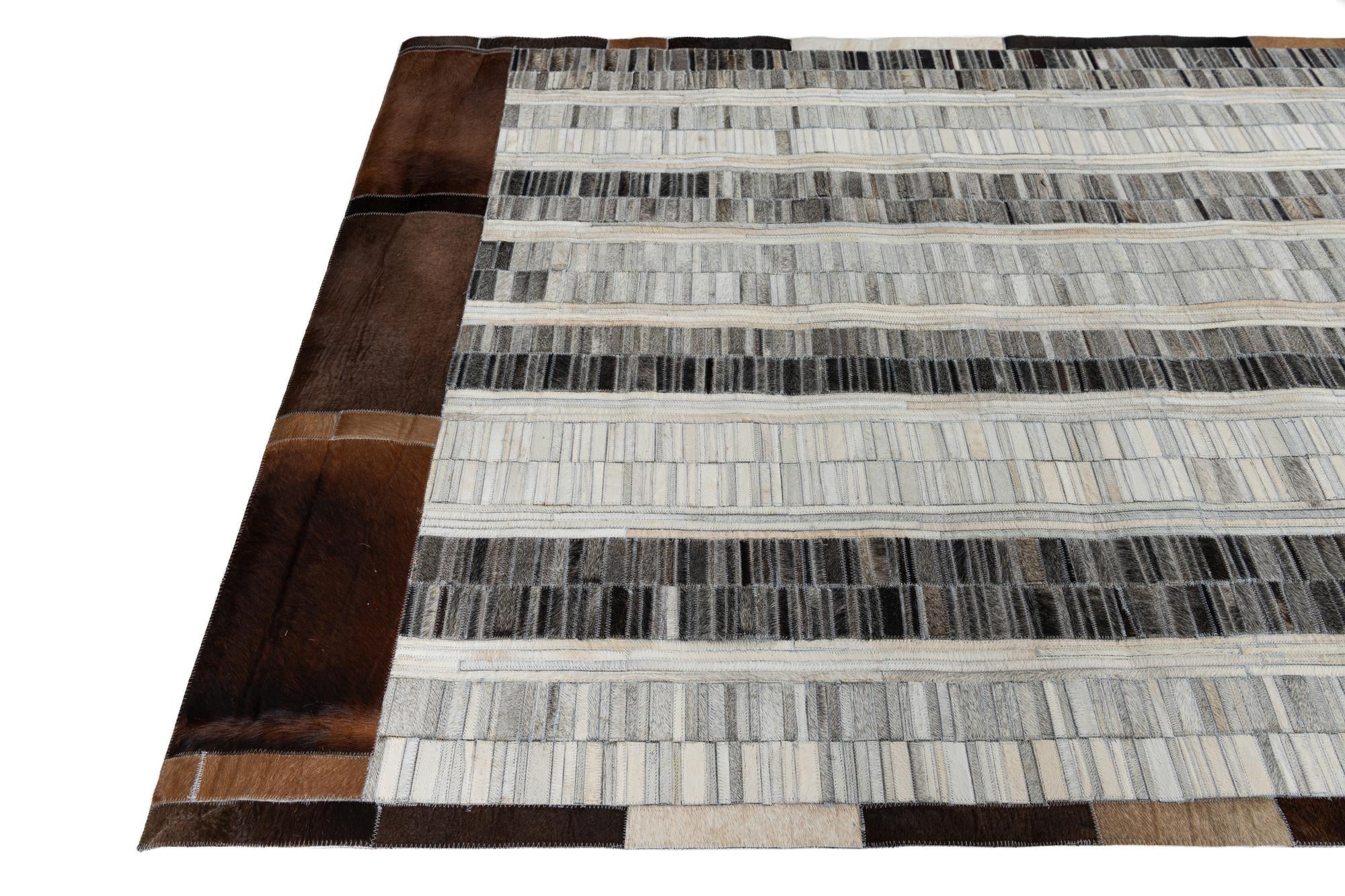 5' 2 x 7' 9 Cowhide Leather Rug