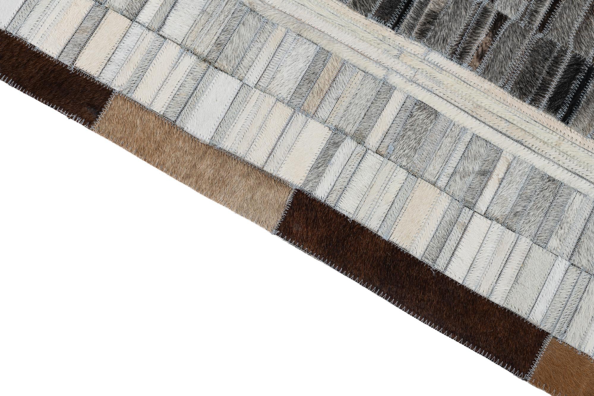 5' 2 x 7' 9 Cowhide Leather Rug