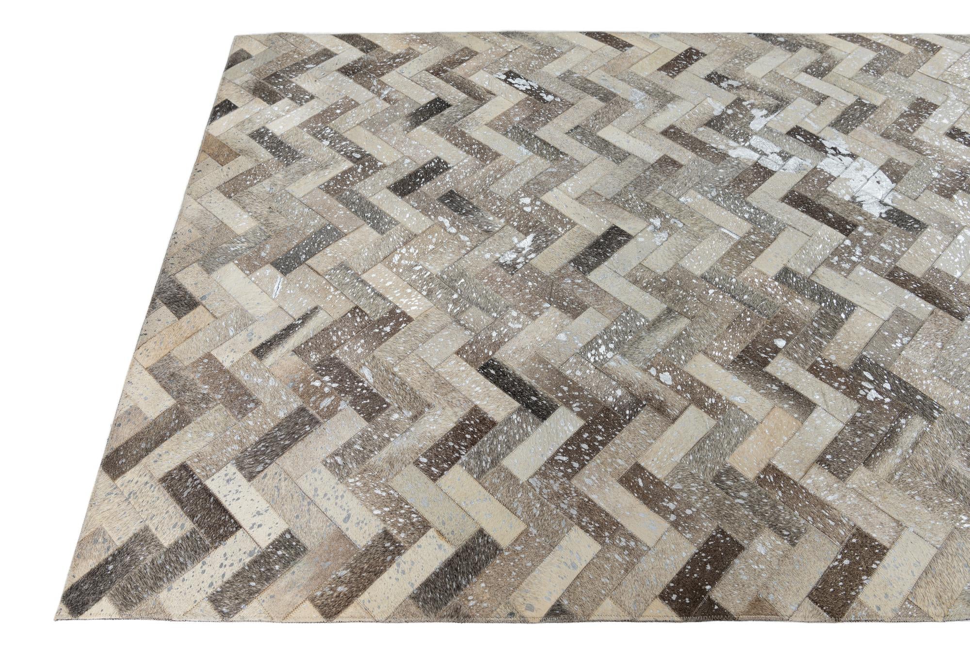 5' x 7' 10 Cowhide Leather Rug