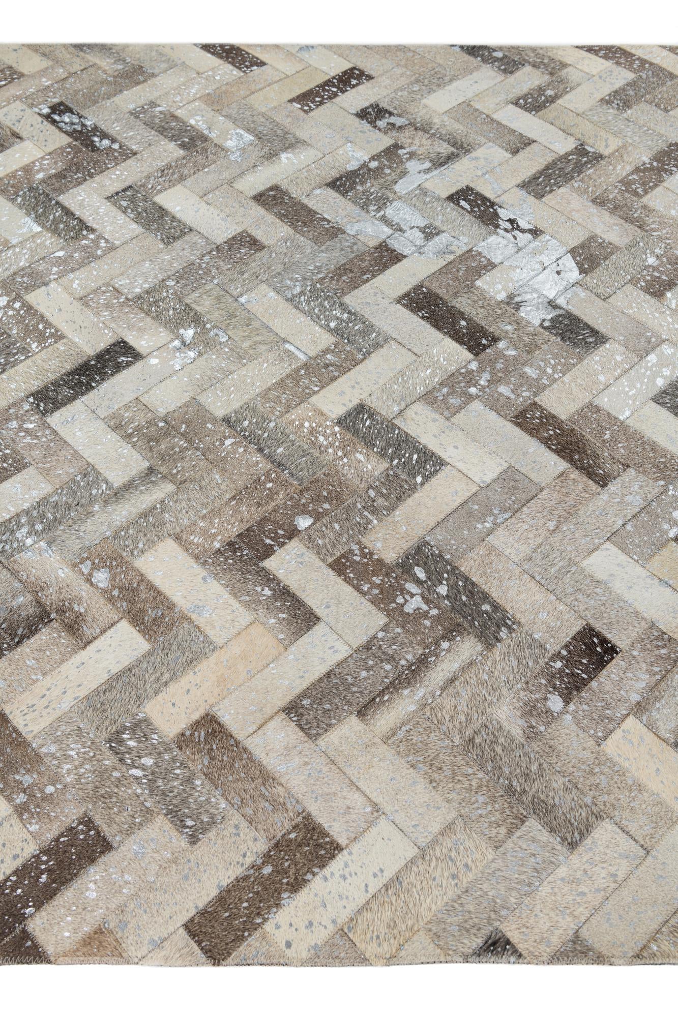 5' x 7' 10 Cowhide Leather Rug