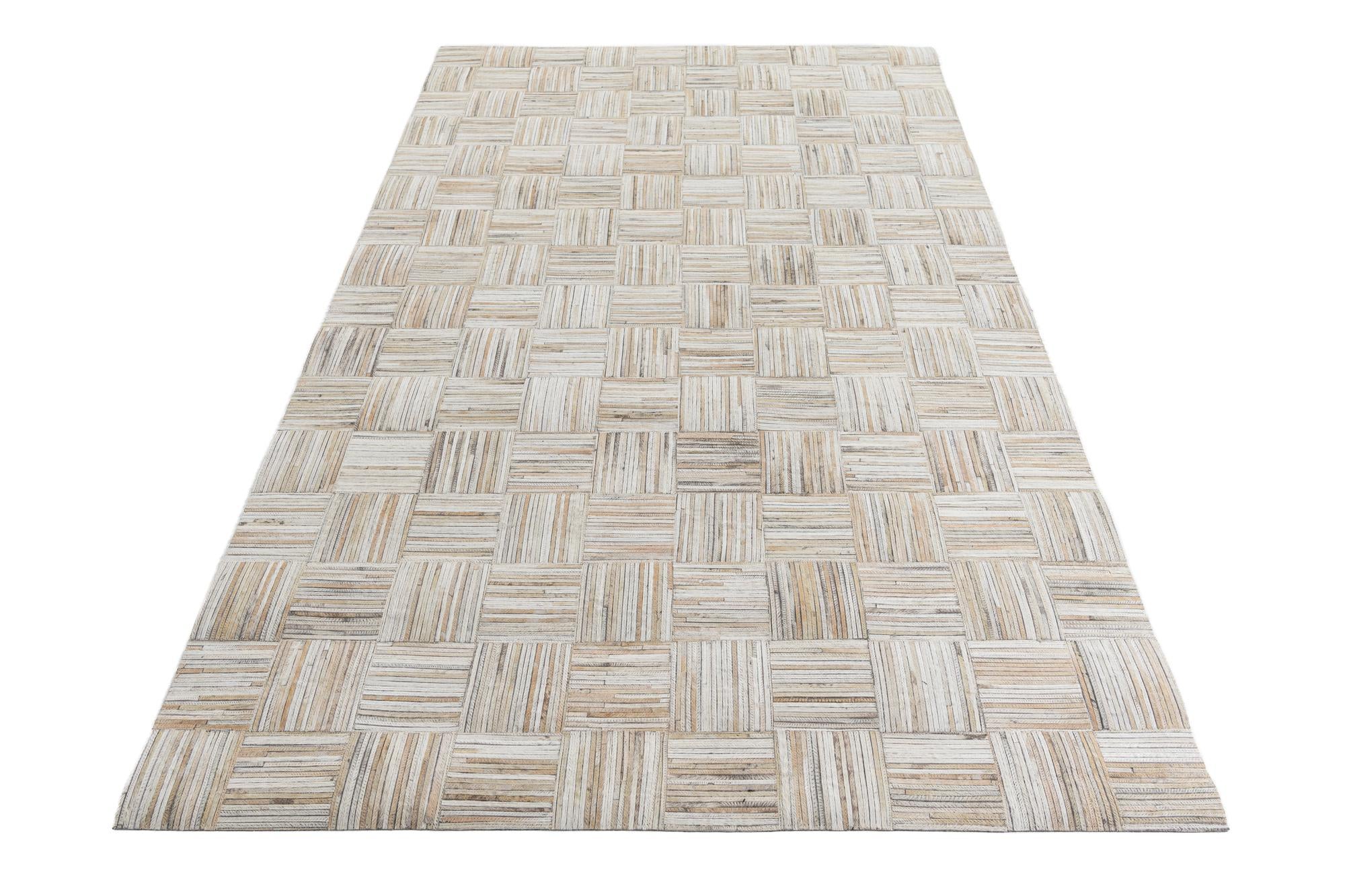 4' 10 x 7' 6 Cowhide Leather Rug