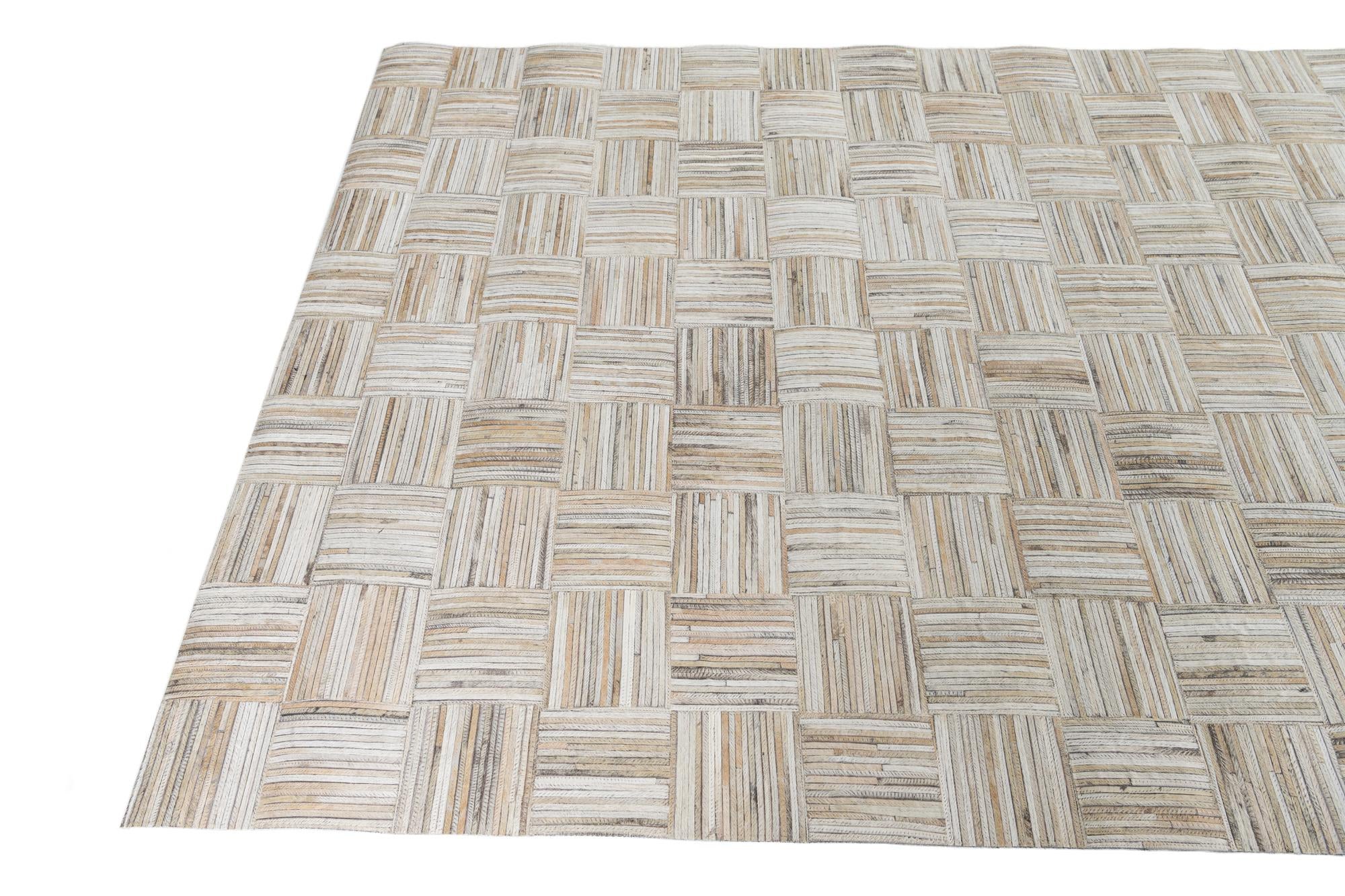4' 10 x 7' 6 Cowhide Leather Rug