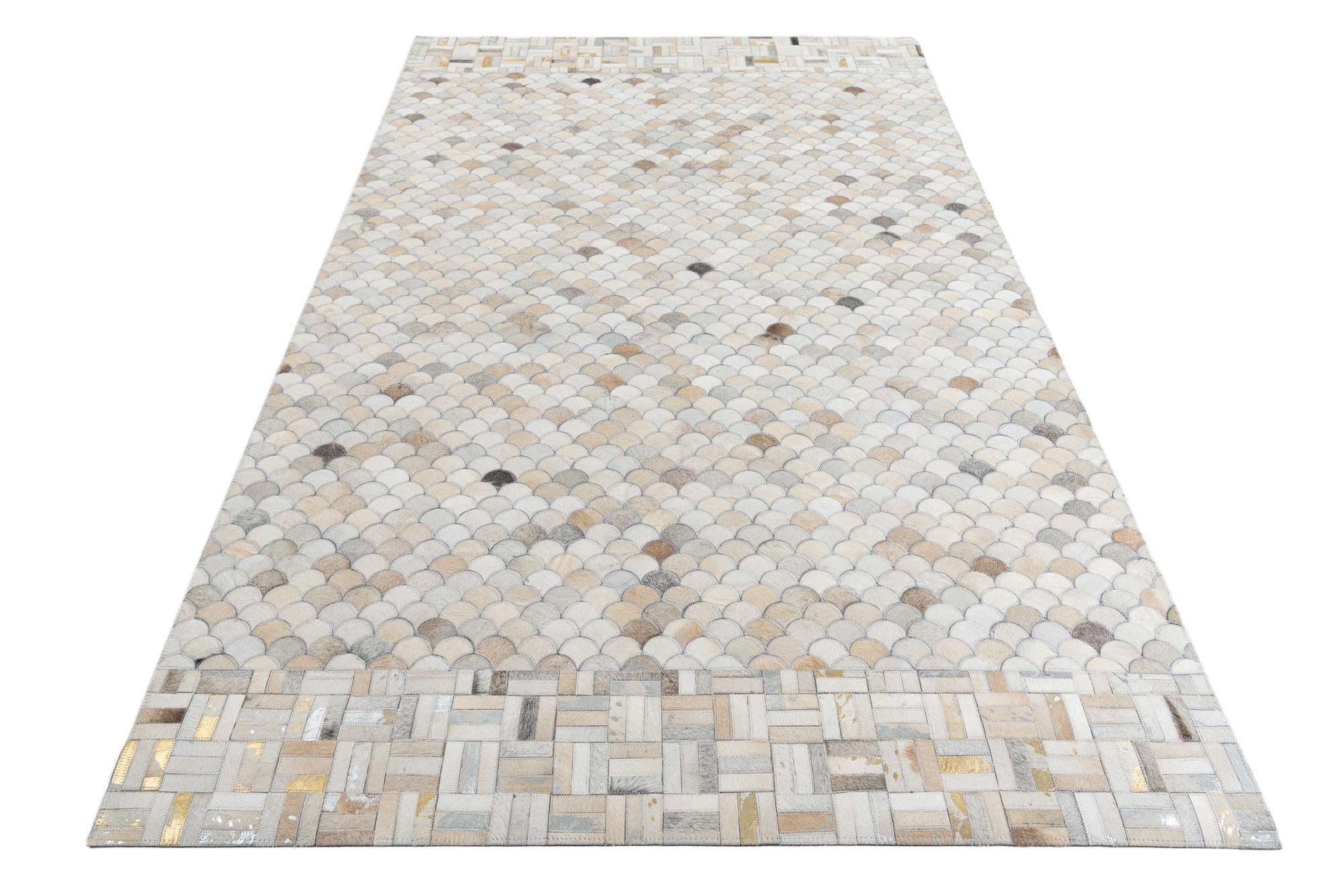 5' 2 x 8' 4 Cowhide Leather Rug