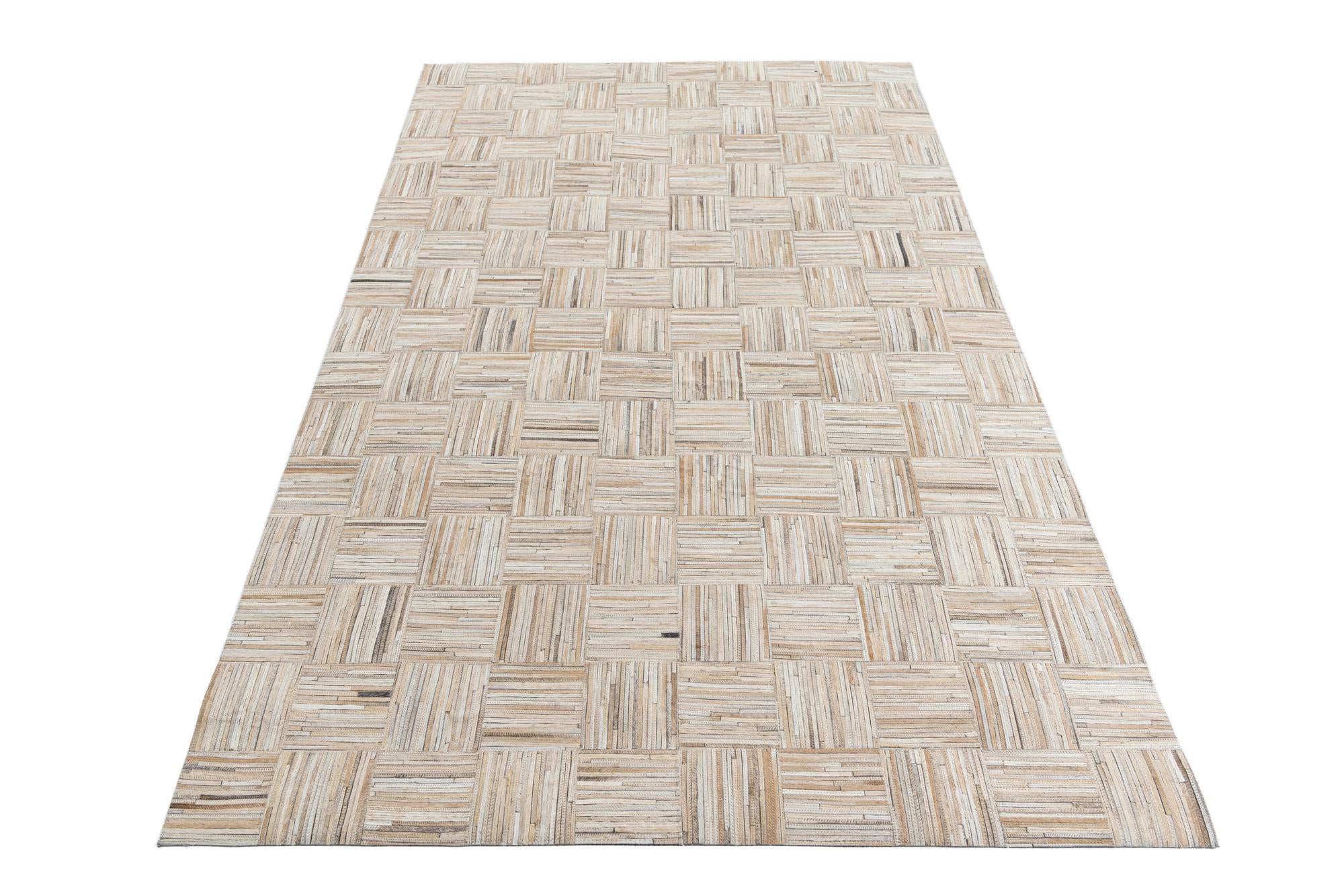 4' 10 x 7' 9 Cowhide Leather Rug