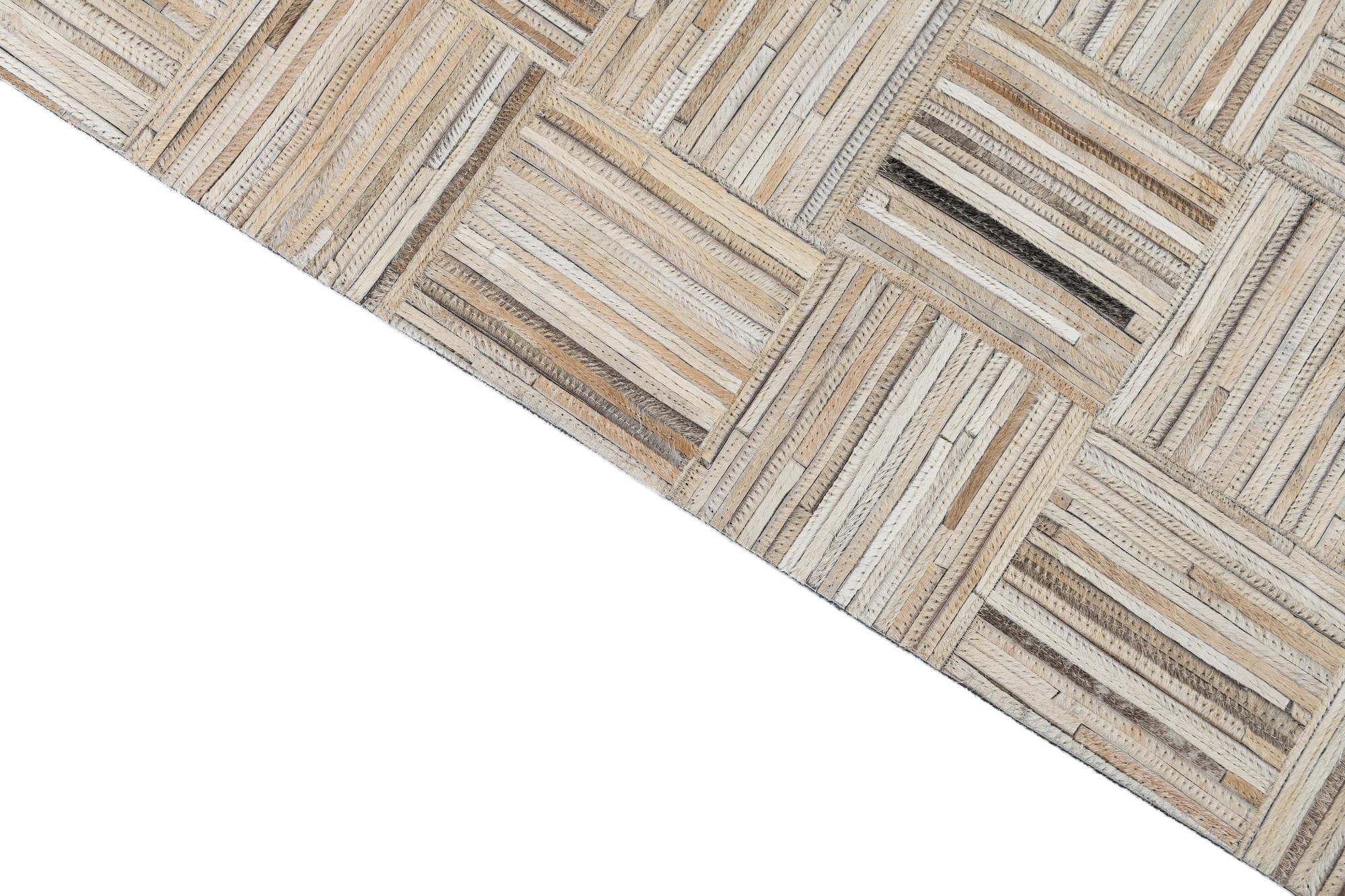 4' 10 x 7' 9 Cowhide Leather Rug