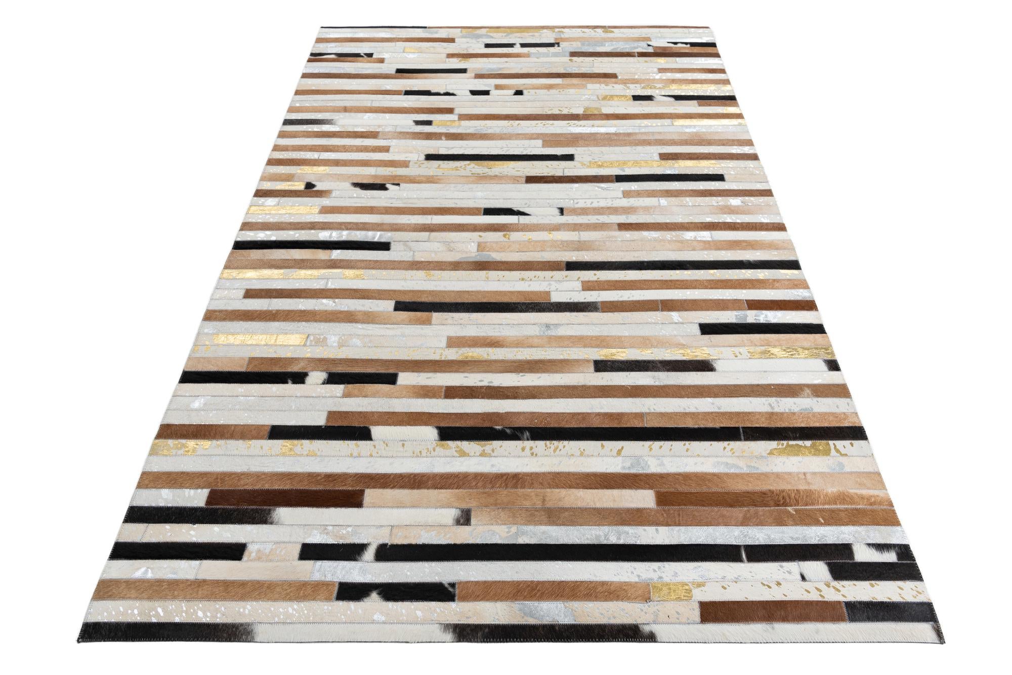 5' 1 x 7' 9 Cowhide Leather Rug