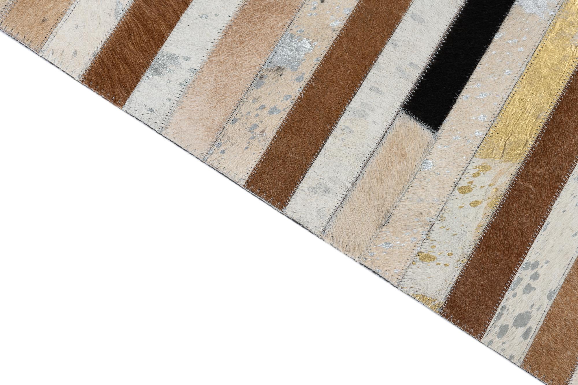 5' 1 x 7' 9 Cowhide Leather Rug
