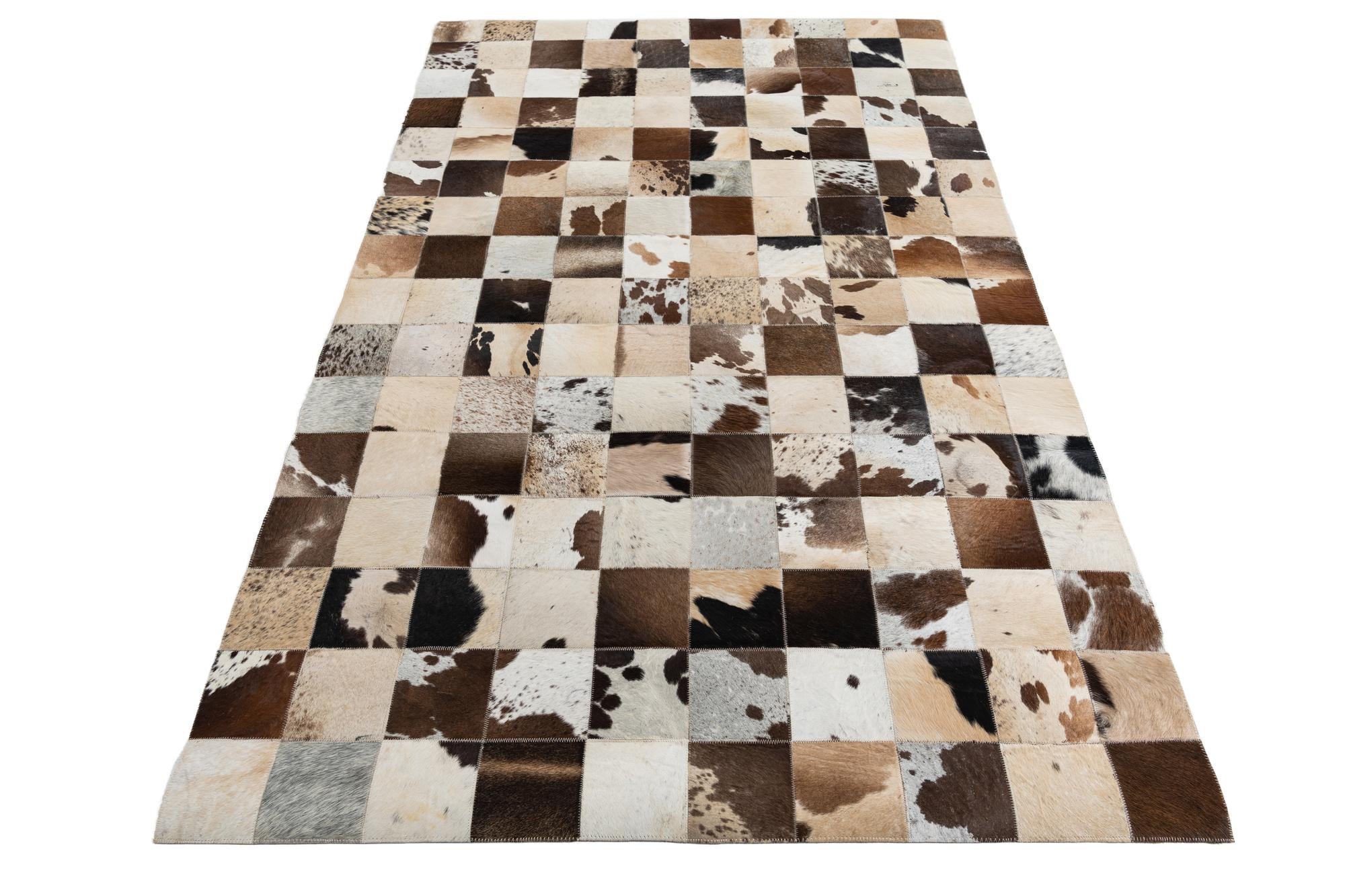 5' x 7' 9 Cowhide Leather Rug