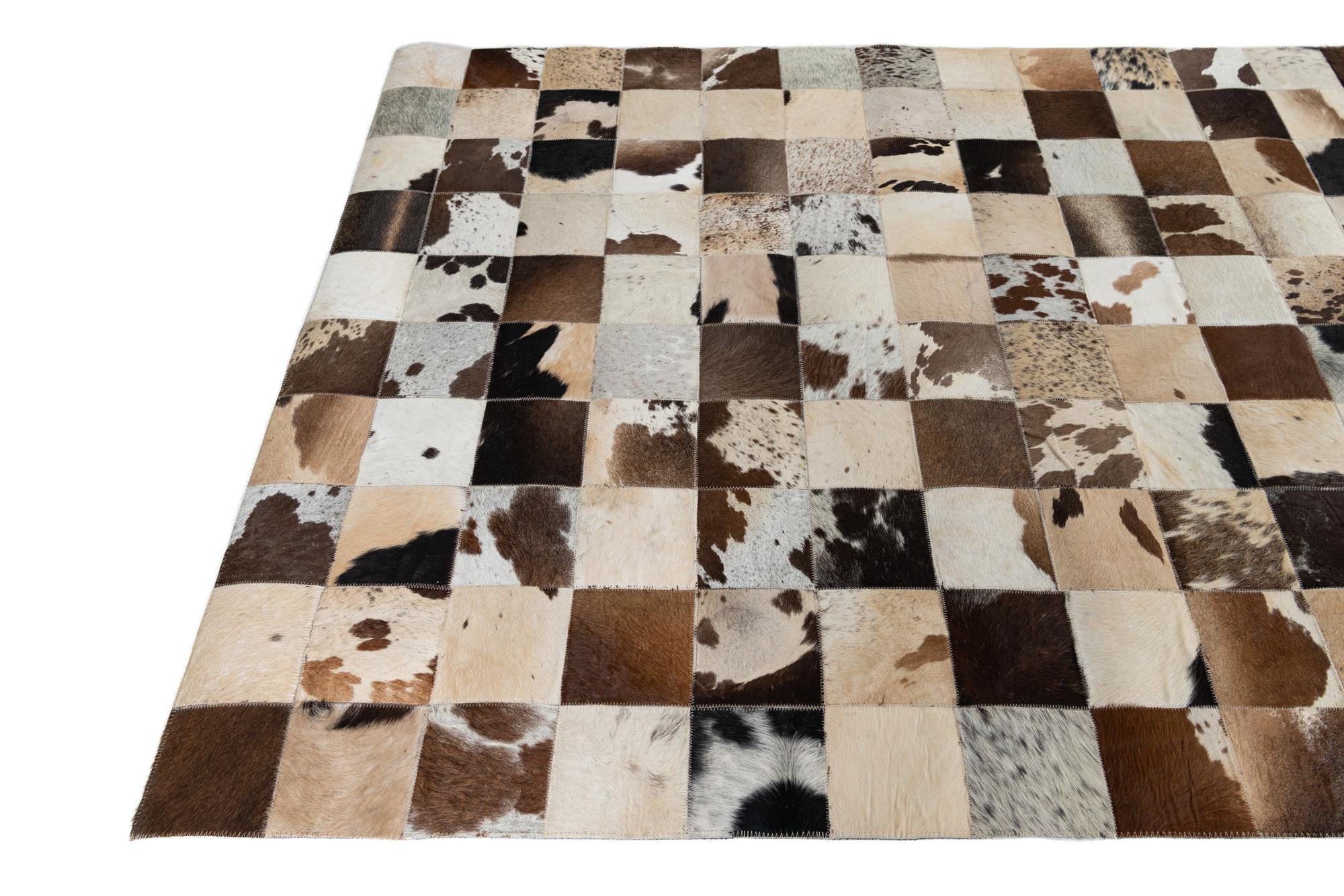 5' x 7' 9 Cowhide Leather Rug