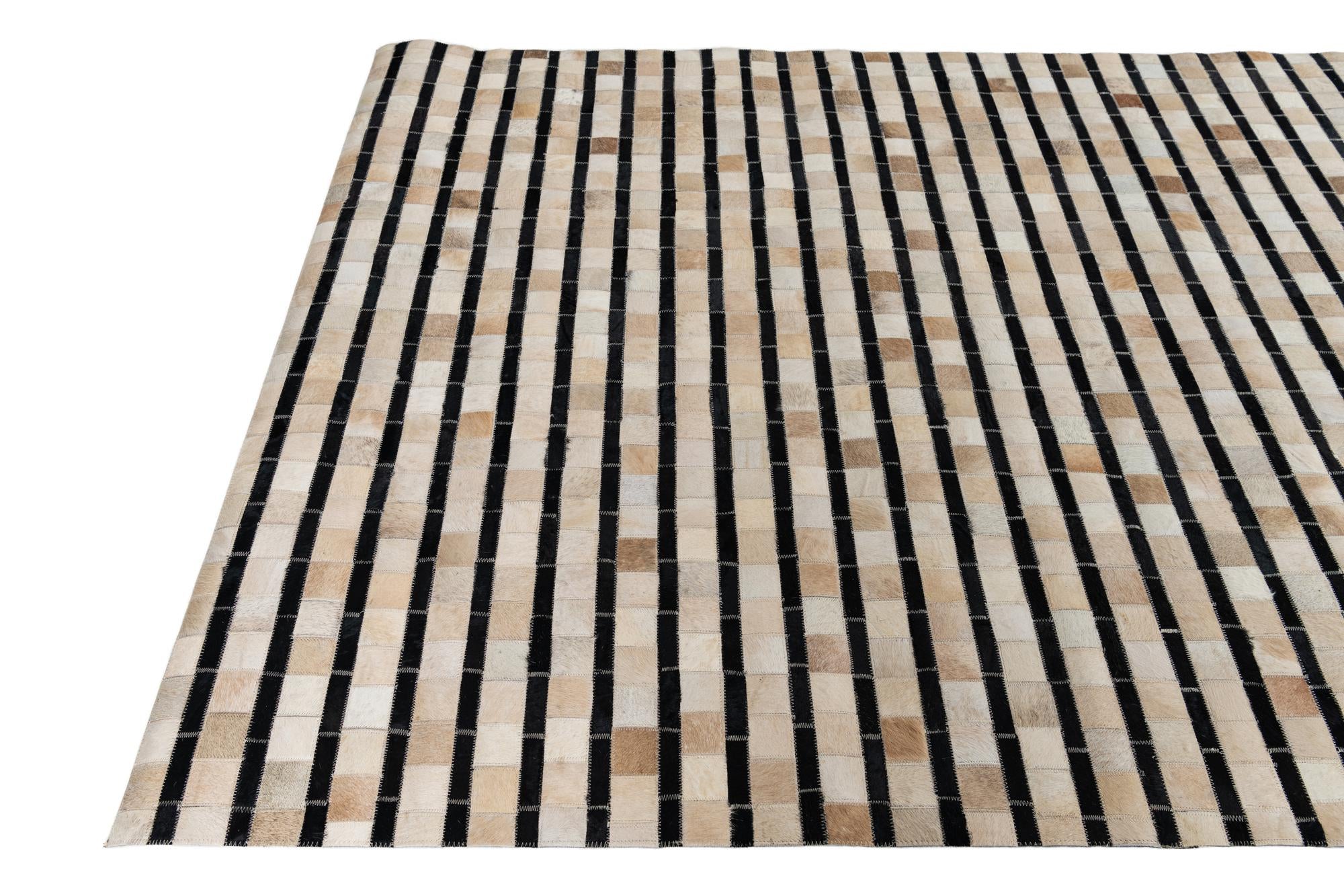 5' 1 x 7' 10 Cowhide Leather Rug
