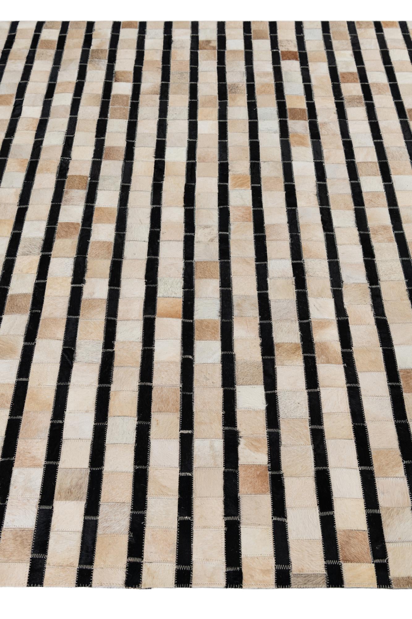 5' 1 x 7' 10 Cowhide Leather Rug