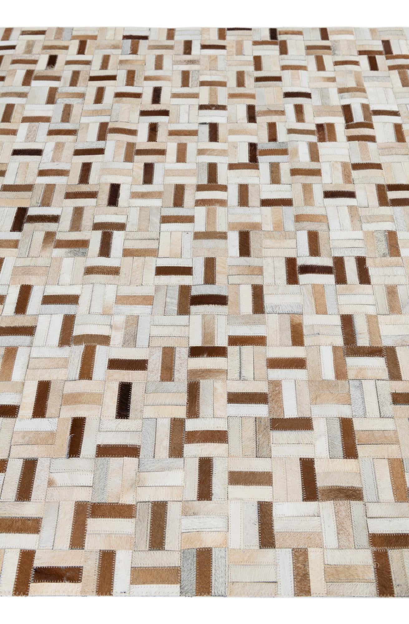 5' 1 x 8' Cowhide Leather Rug