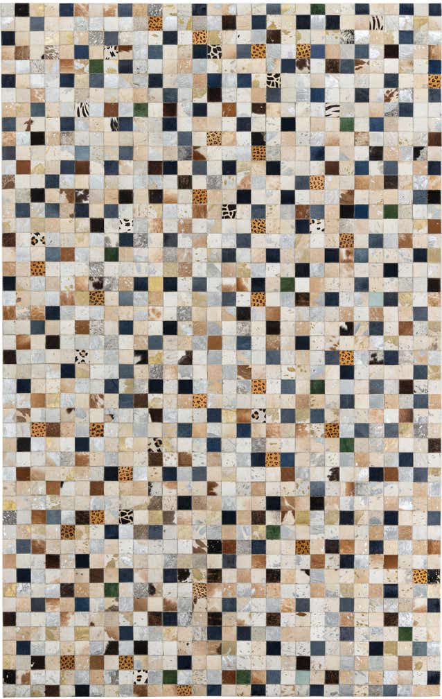 5' 1 x 8' Cowhide Leather Rug