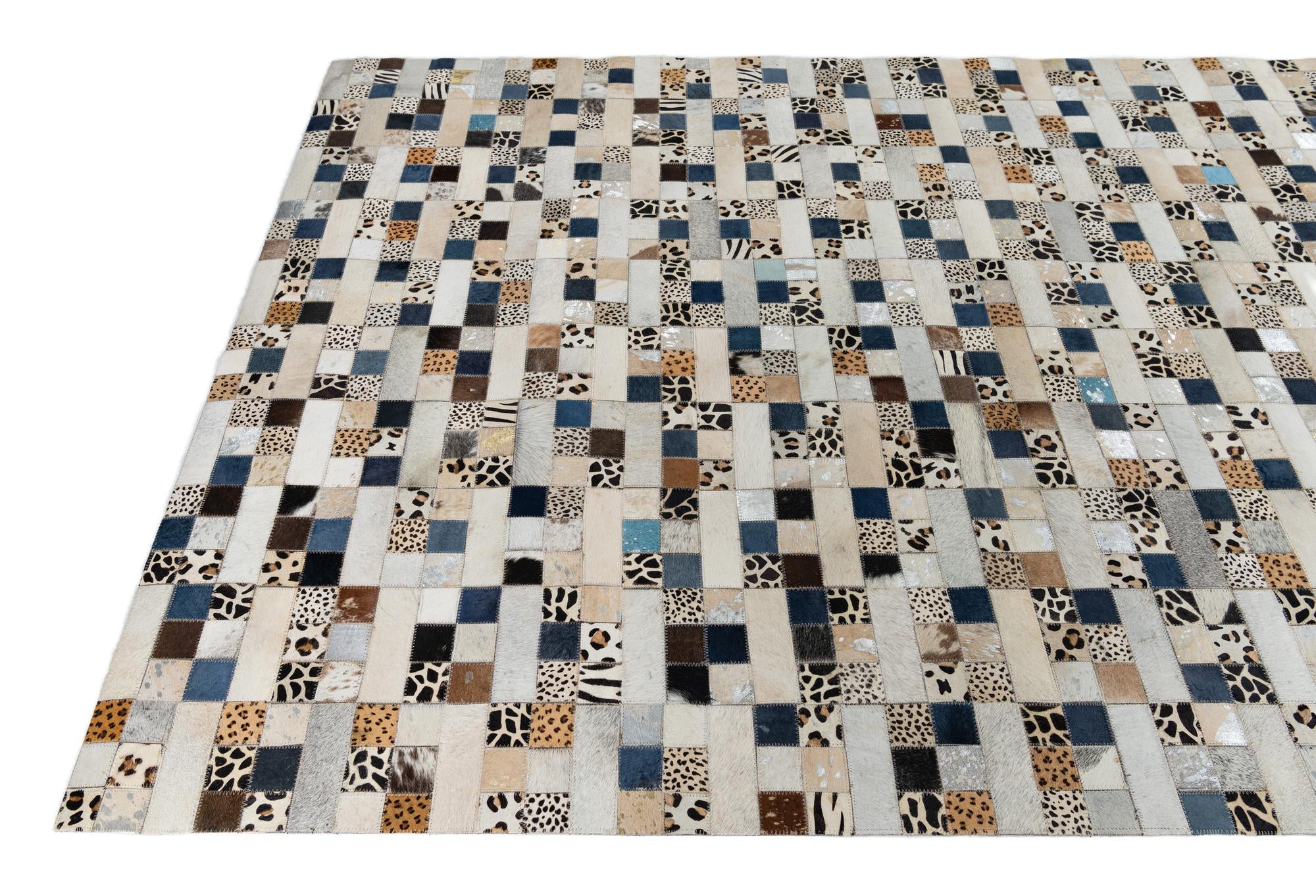 5' x 8' Cowhide Leather Rug