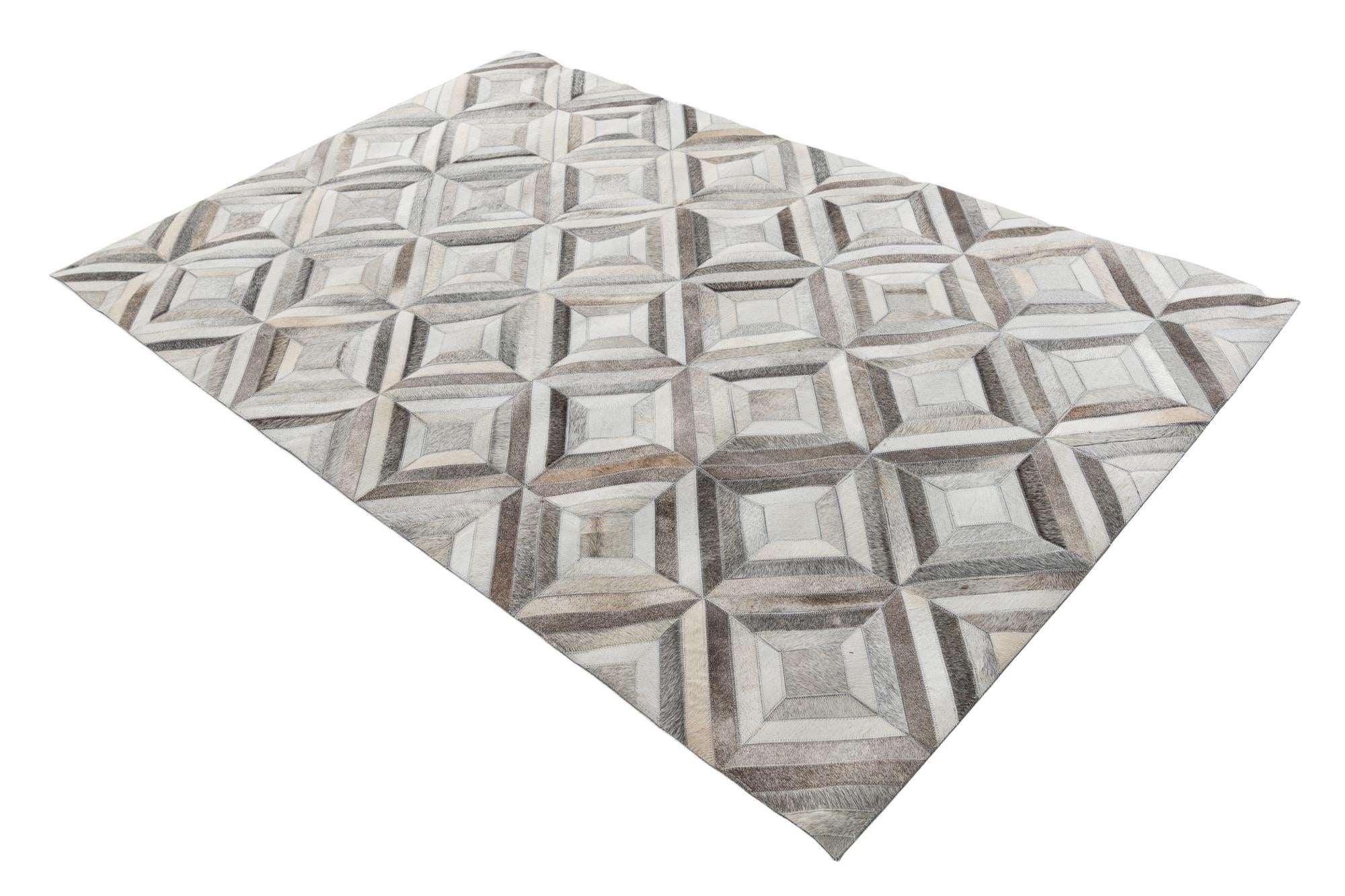 4' 7 x 7' 1 Cowhide Leather Rug