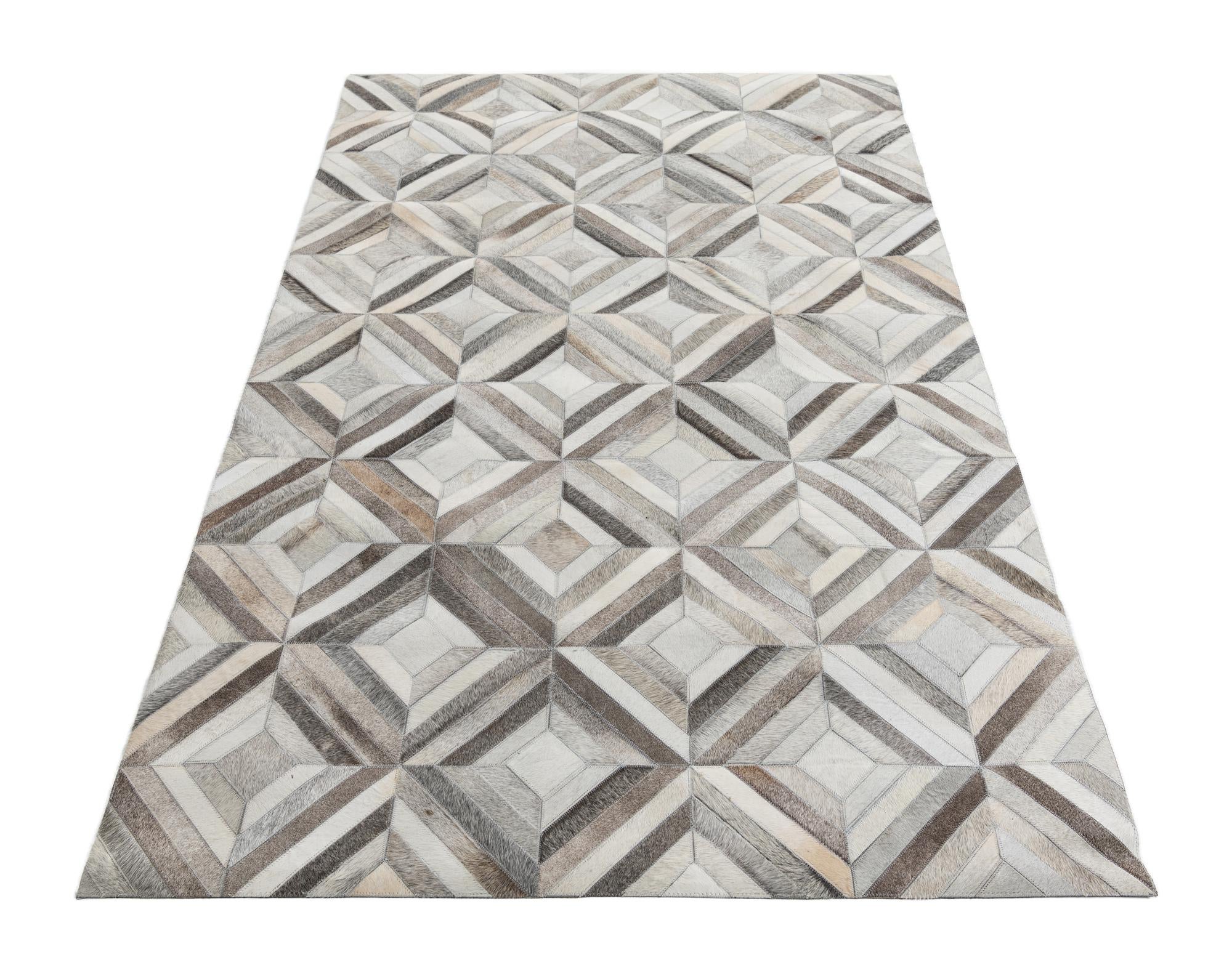 4' 7 x 7' 1 Cowhide Leather Rug