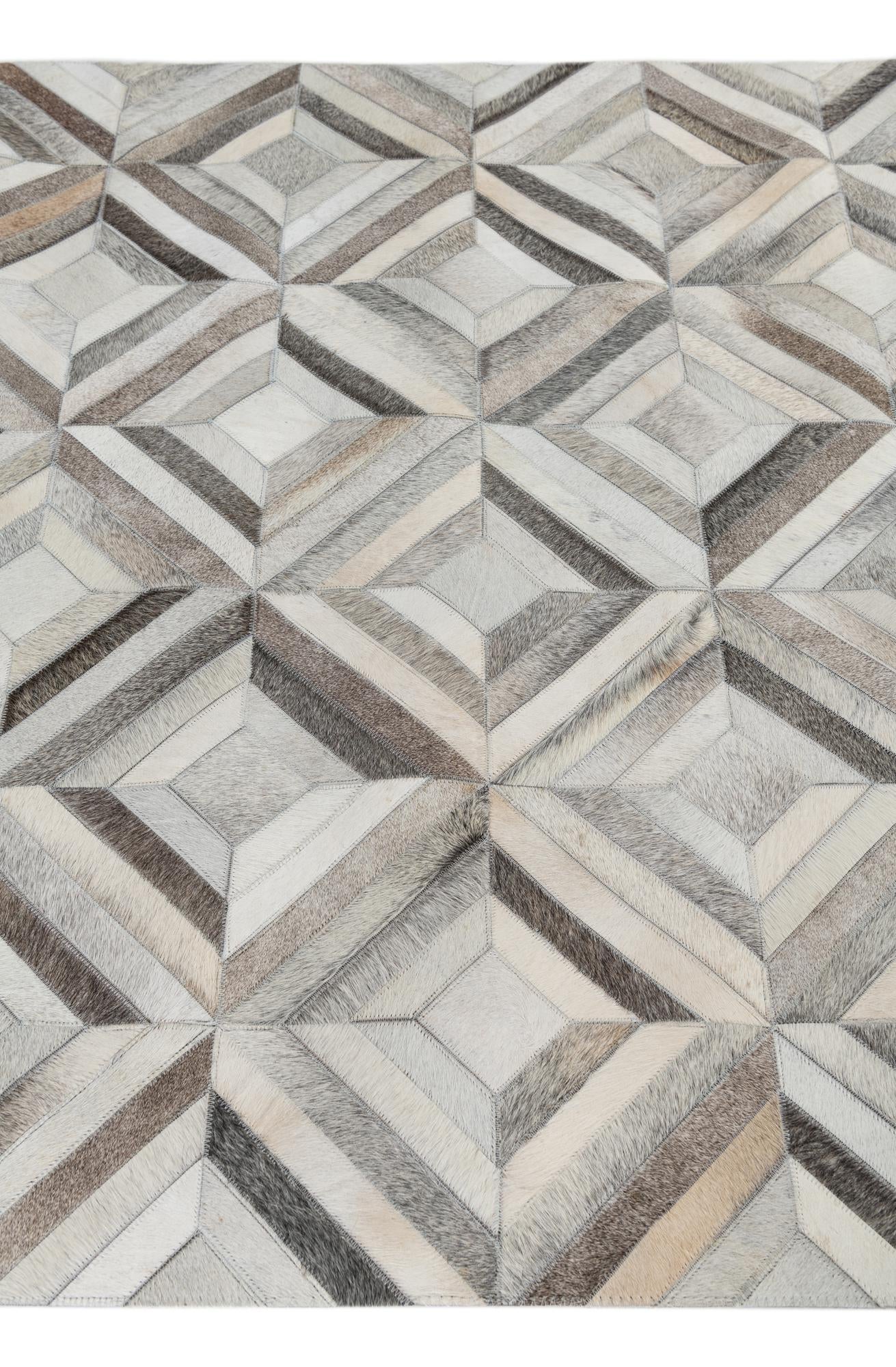 4' 7 x 7' 1 Cowhide Leather Rug