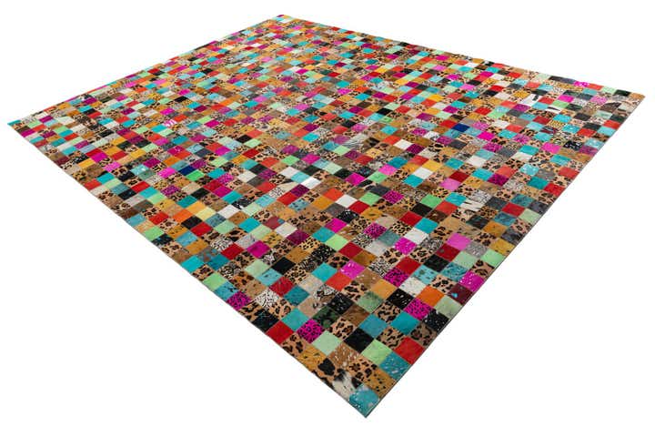 8' 1 x 10' Cowhide Leather Rug