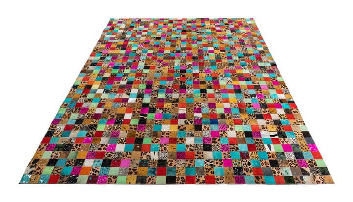 8' 1 x 10' Cowhide Leather Rug