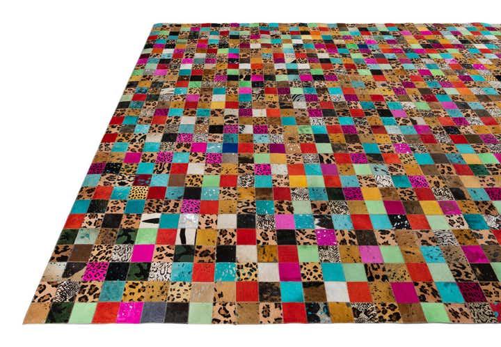 8' 1 x 10' Cowhide Leather Rug