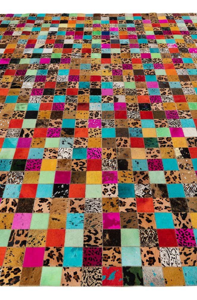 8' 1 x 10' Cowhide Leather Rug