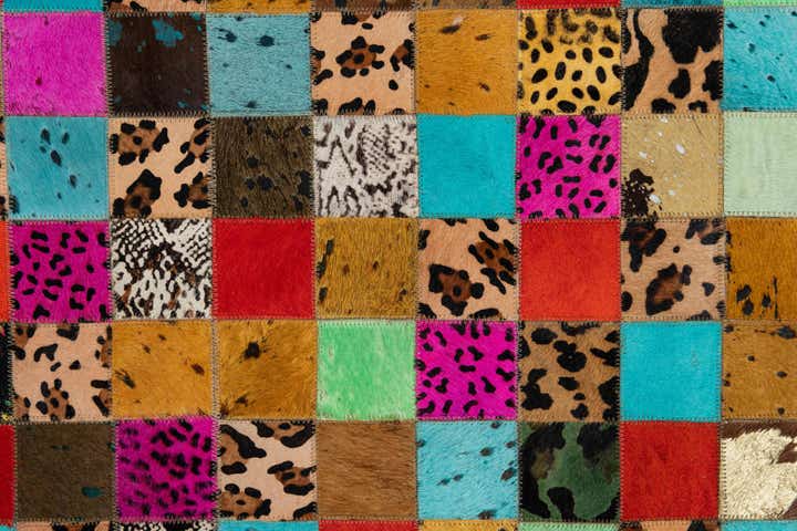 8' 1 x 10' Cowhide Leather Rug