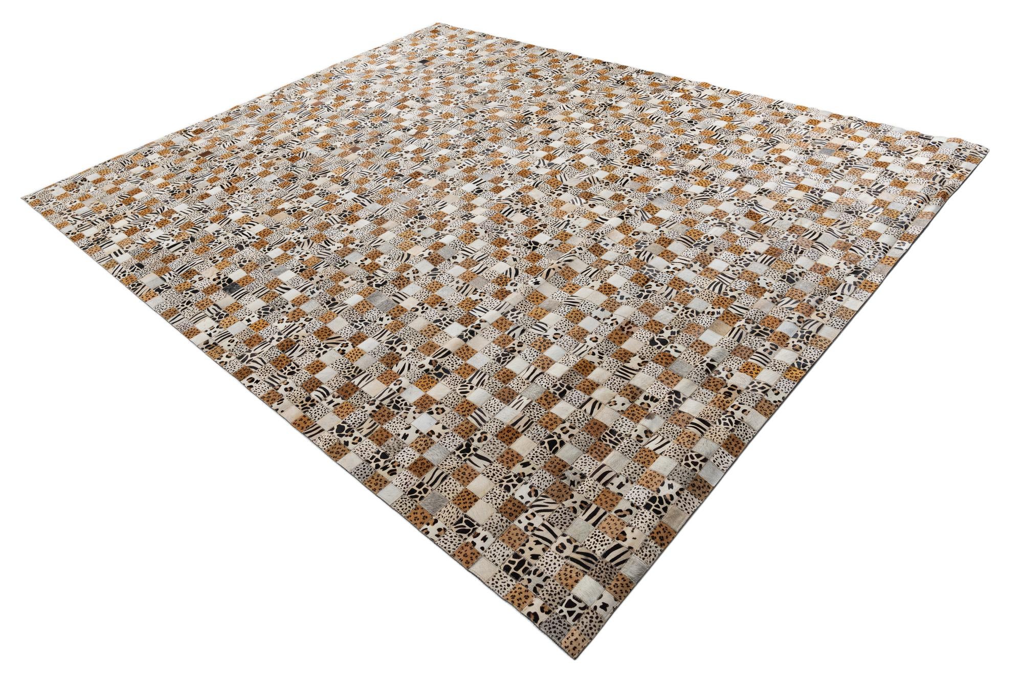 8' x 9' 10 Cowhide Leather Rug