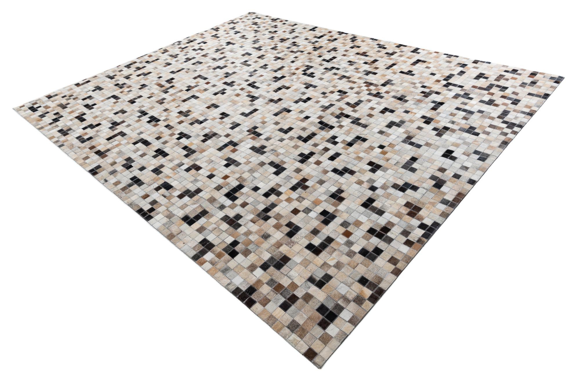 8' 1 x 9' 10 Cowhide Leather Rug
