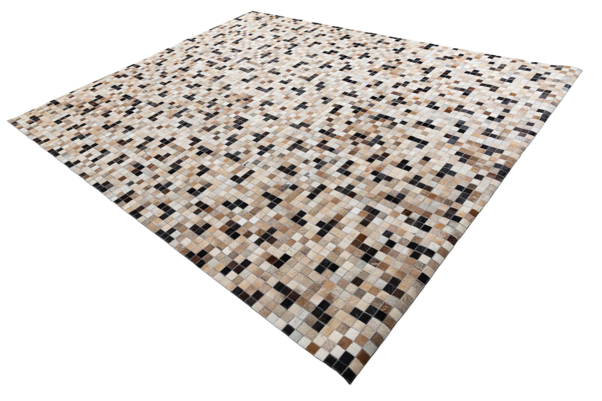 8' 1 x 9' 10 Cowhide Leather Rug