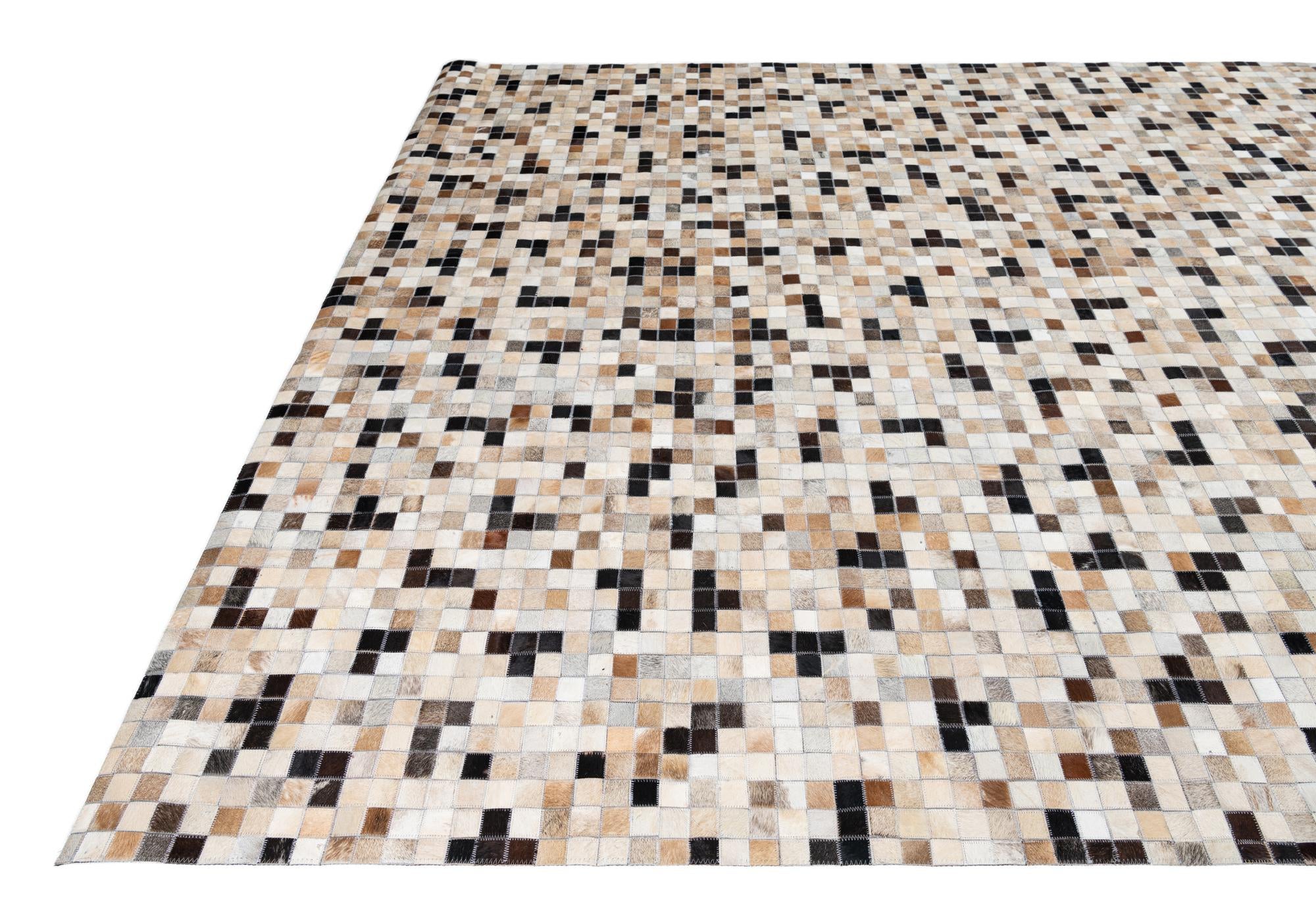 8' 1 x 9' 10 Cowhide Leather Rug