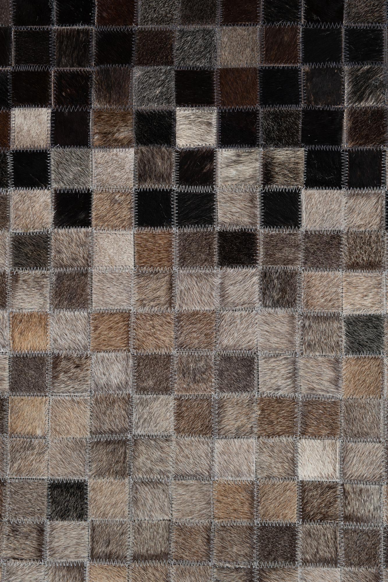 5' 3 x 7' 8 Cowhide Leather Rug