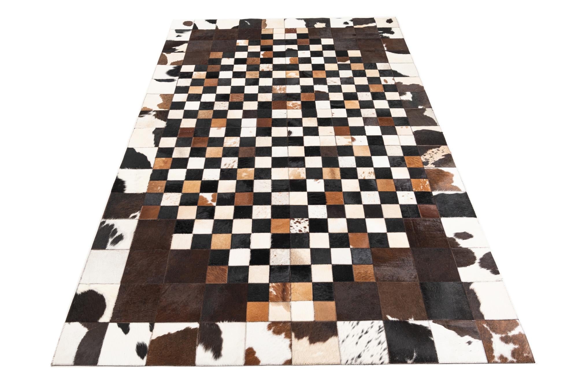 5' 1 x 8' 1 Cowhide Leather Rug