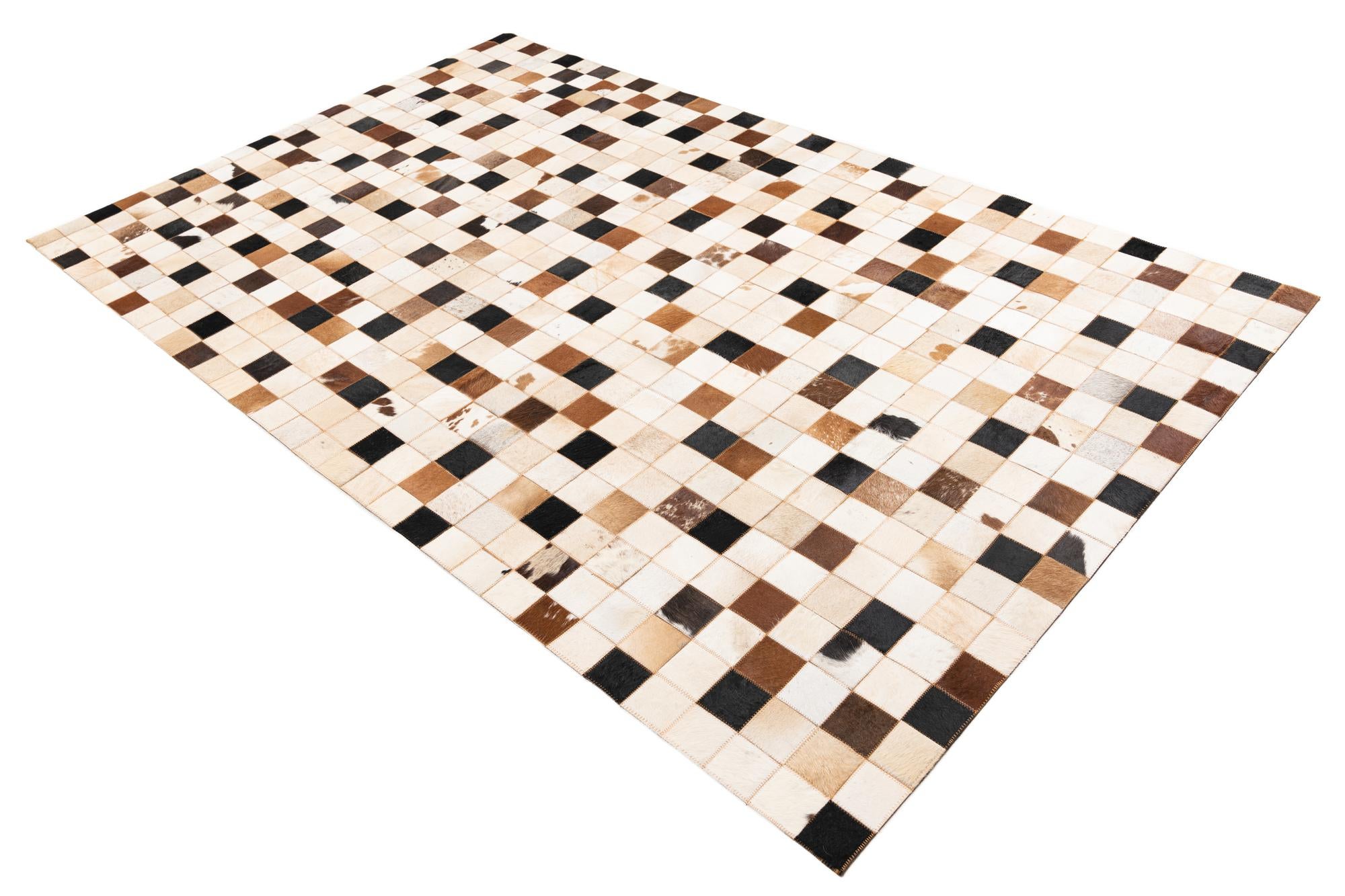 5' 1 x 8' 1 Cowhide Leather Rug