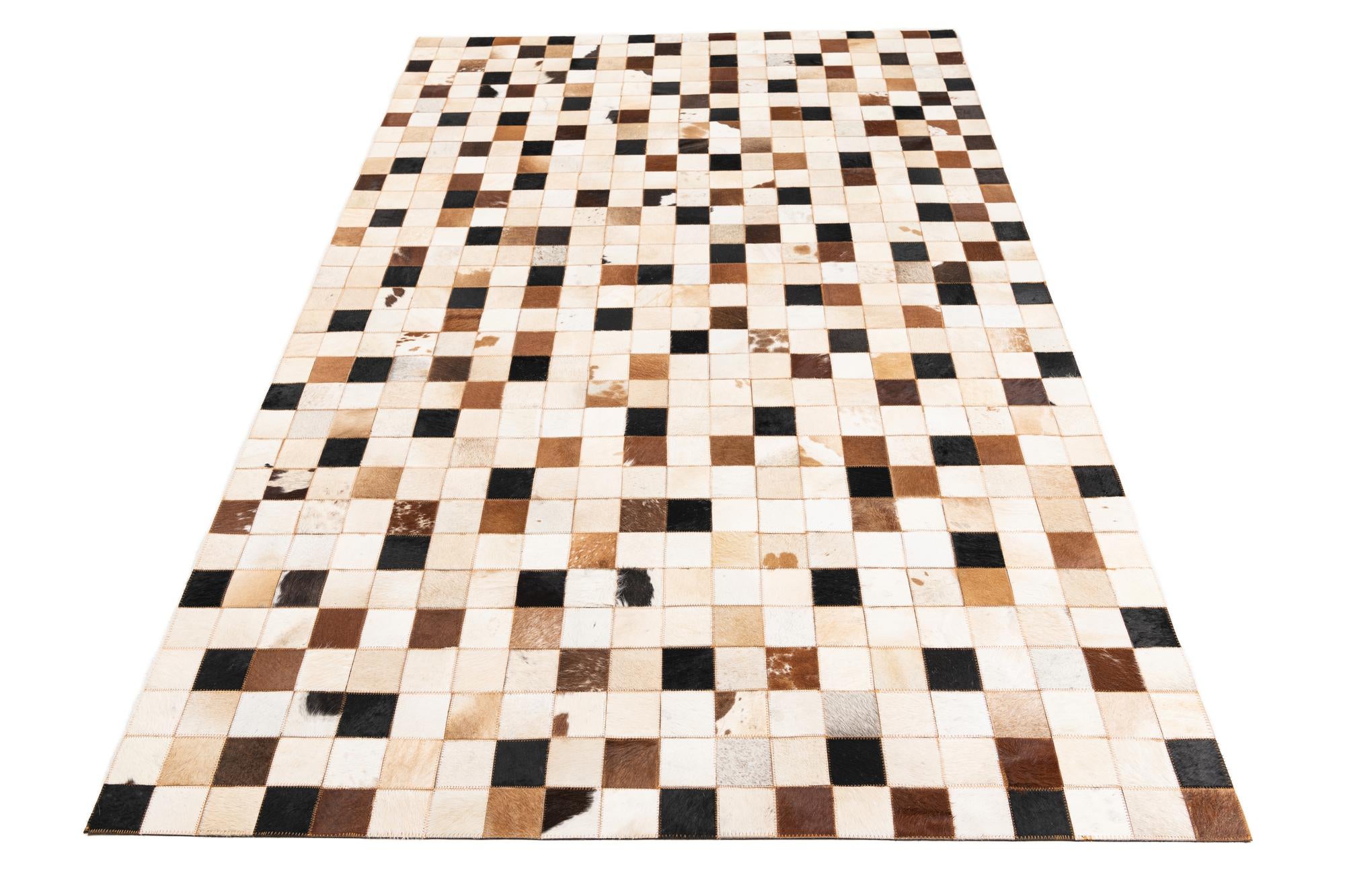 5' 1 x 8' 1 Cowhide Leather Rug