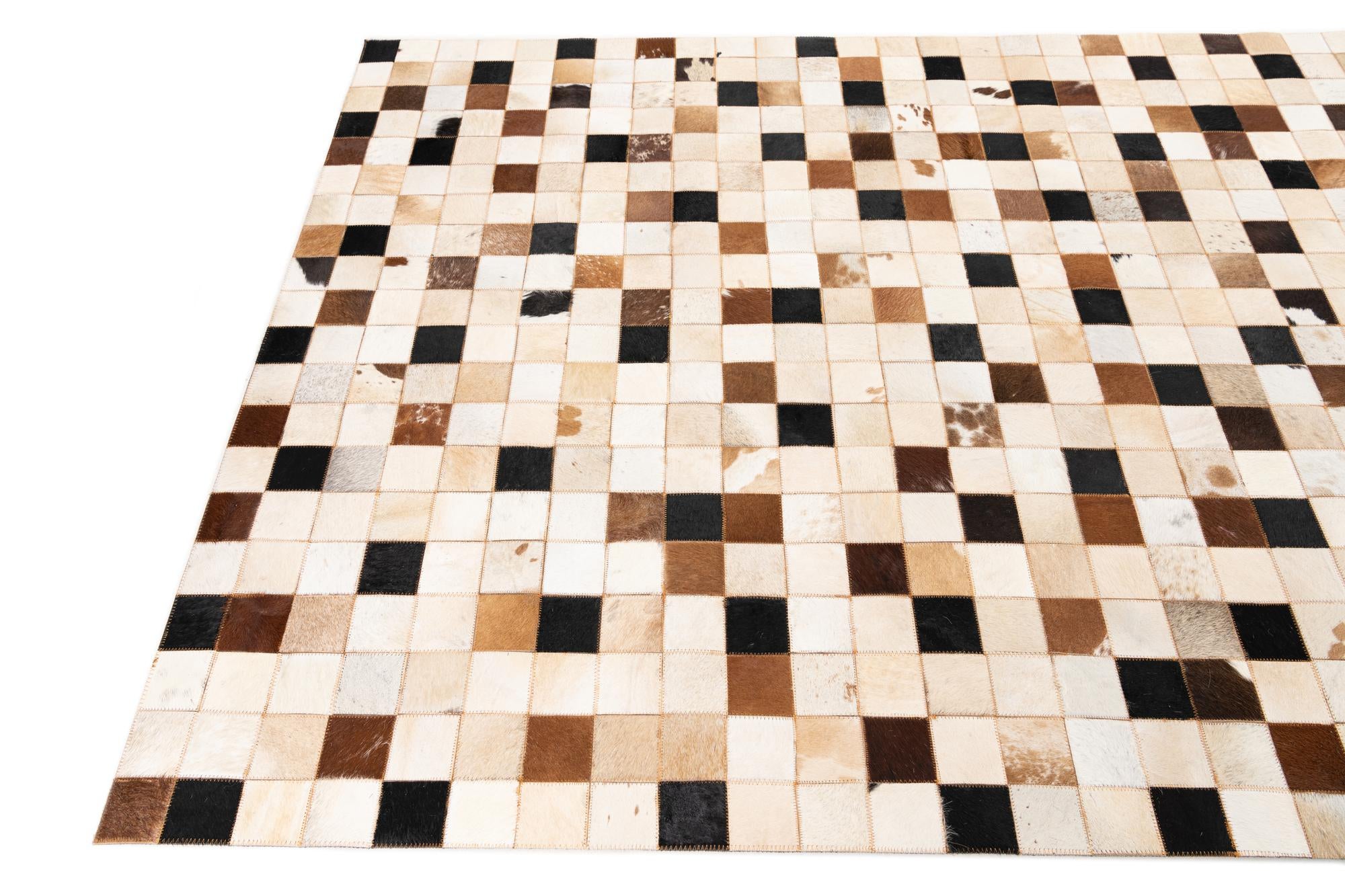 5' 1 x 8' 1 Cowhide Leather Rug